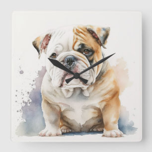 Horloge Carrée CHIEN ADORABLE Brown ET BLANC