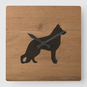 Horloge Carrée Chien berger allemand Silhouette Style rustique GS