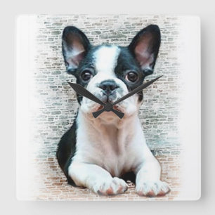 Horloge Carrée Chien de bouledogue français