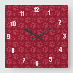 Horloge Carrée Chien de Bourgogne empreinte de patte motif