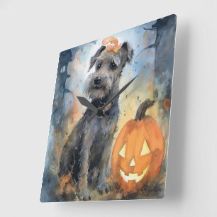 Horloge Carrée Chien de la baie de Chesapeake Halloween avec des 