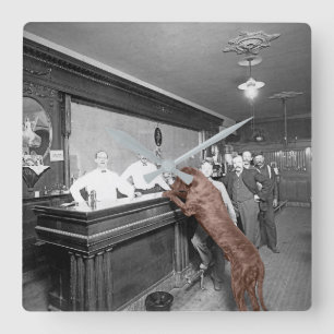 Horloge Carrée Chien Friendly Saloon Tavern Bar 1900 Photo