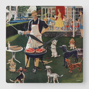 Horloge Carrée Chiens chauds