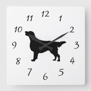 Horloge Carrée Chiens d'amour de silhouette retriever à couche pl