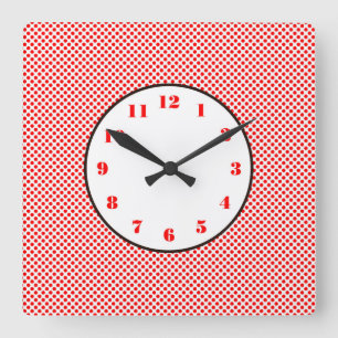 Horloge Carrée Chiffres blancs rouges - Triage noir