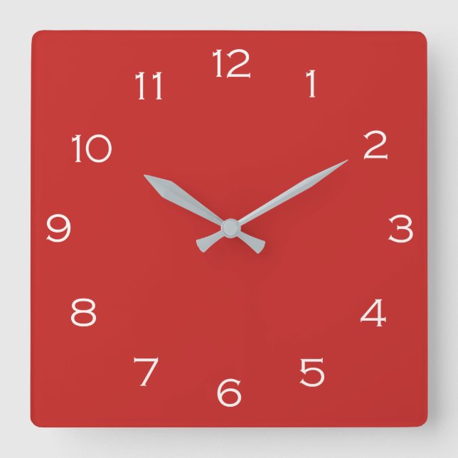 Horloge Carrée Chiffres blancs sur la chaîne wccn rouge (Recto)
