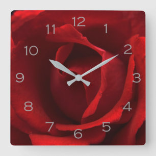 Horloge Carrée Chiffres gris rose rouge wc