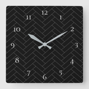 Horloge Carrée Chiffres Motif d'os gris noir