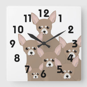 Horloge Carrée Chihuahuas Wall Clock