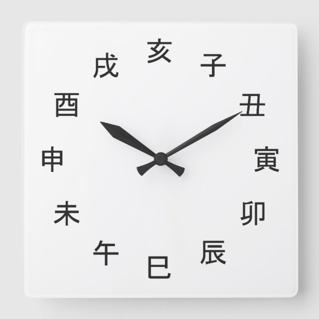 Horloge Carrée Chinese Zodiac Kanji Clock -  (Recto)