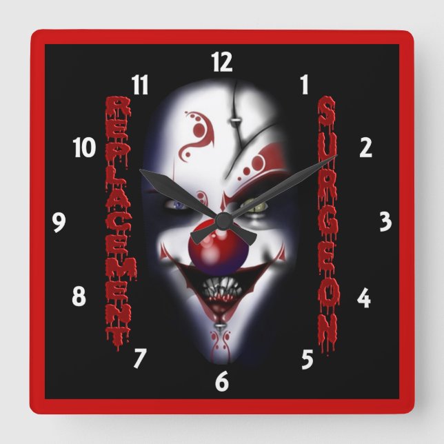 Horloge Carrée Chirurgien de remplacement - Clown malin (Recto)