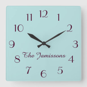 Horloge Carrée CHOISISSEZ VOTRE COULEUR, Robins Bleu Oeuf, Person