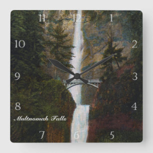 Horloge Carrée Chutes de Multnomah Oregon sur mesure