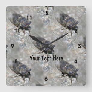 Horloge Carrée Cicada Bug Face Nature Motif Personnalisé