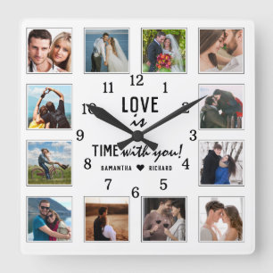 Horloge Carrée Citation d'amour pour l'anniversaire du mariage 12