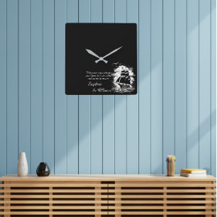 Horloge Carrée Citation Motivationnelle des oiseaux de navire pir