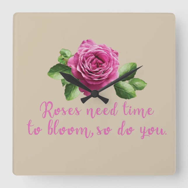 Horloge Carrée Citations drôles sur les roses et l'amour (Recto)