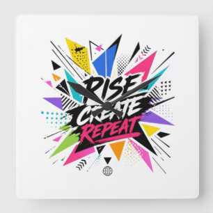 Horloge Carrée Citer Créer Répéter Citation Motivationnelle Inspi
