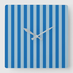 Horloge Carrée Citronnade Bleu Électrique et Rayures Verticales A