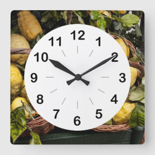 Horloge Carrée Citrons italiens élégants de côte d'Amalfi de
