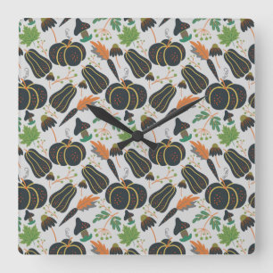 Horloge Carrée Citrouille sans soudure carotte motif noir et blan