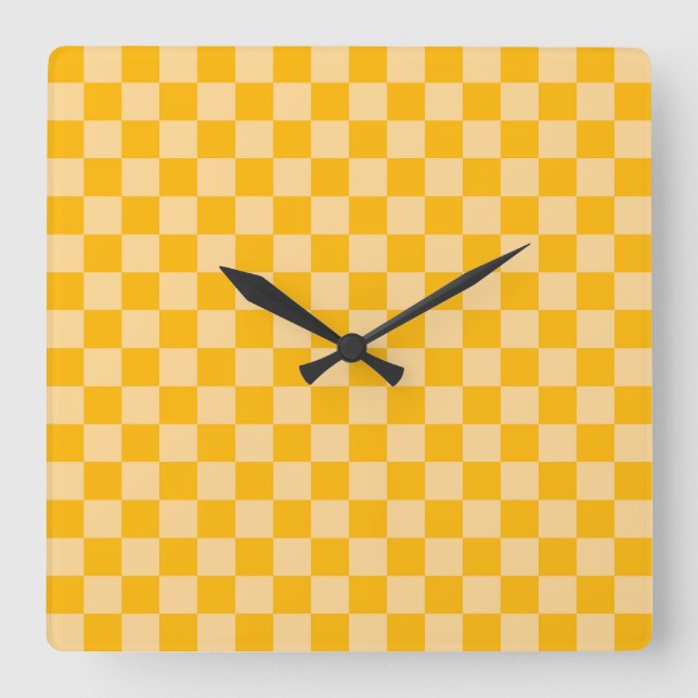 Horloge Carrée Citrus cream checkered board pattern (Recto)