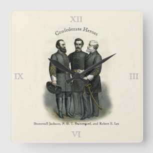 Horloge Carrée Civil War Heroes Stonewall Beauregard