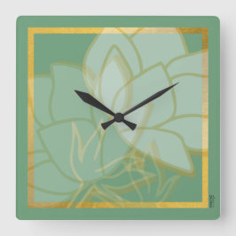 Horloge Carrée Clasic Gold Vert Blanc