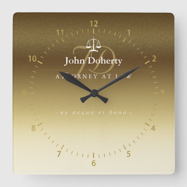 Horloge Carrée Classy Scales of Justice | Graphic Gold Metallic (Recto)