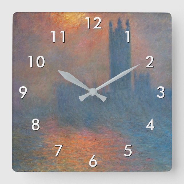 Horloge Carrée Claude Monet - Chambres du Parlement Londres (Recto)