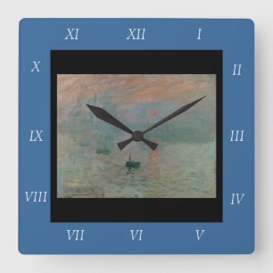 Horloge Carrée Claude Monet Impression Soleil levant (soleil leva