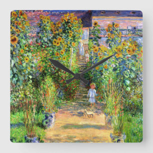 Horloge Carrée Claude Monet : Le jardin de Monet chez Vétheuil