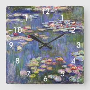 Horloge Carrée Claude Monet - Nymphéas / Nénuphars