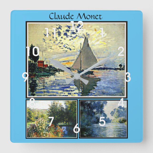 Horloge Carrée Claude Monet peinture célèbre (Recto)