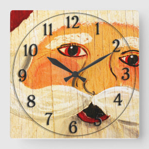Horloge Carrée Clause Santa Peint vintage Face Patiné