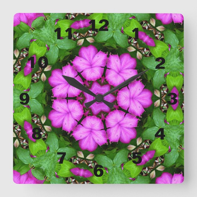 Horloge Carrée Clematis Kaleidoscope (Recto)