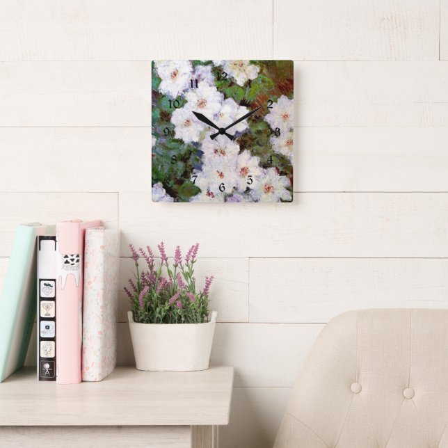 Horloge Carrée Clematis par Claude Monet (Salle de lecture)