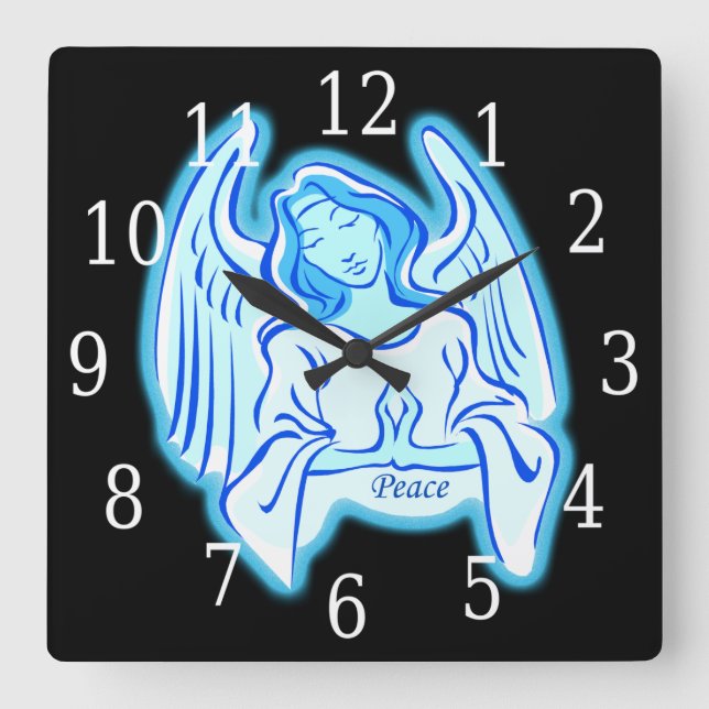 Horloge Carrée Clock bleu Angel Square (Recto)