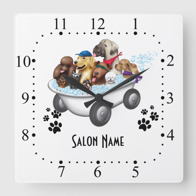 Horloge Carrée Clock de Dog grooming (Recto)