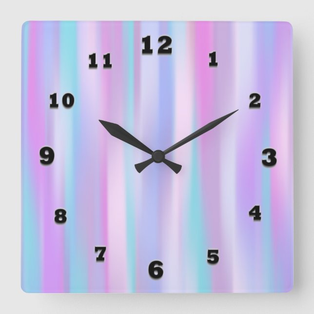Horloge Carrée Clock de Pastel Stripes Square (Recto)