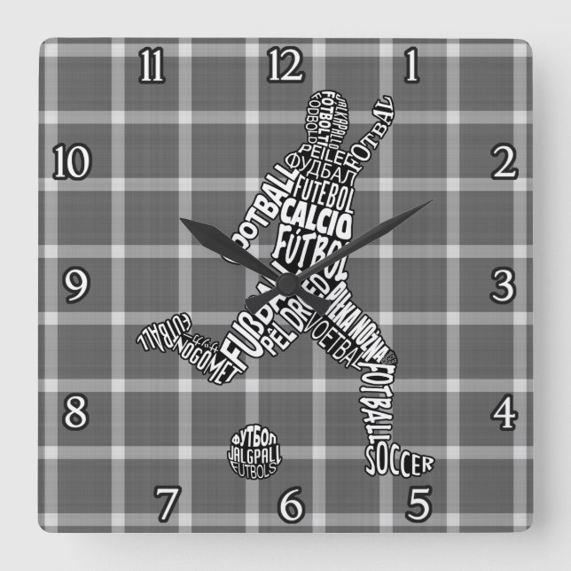 Horloge Carrée Clock de Soccer Languages (Recto)