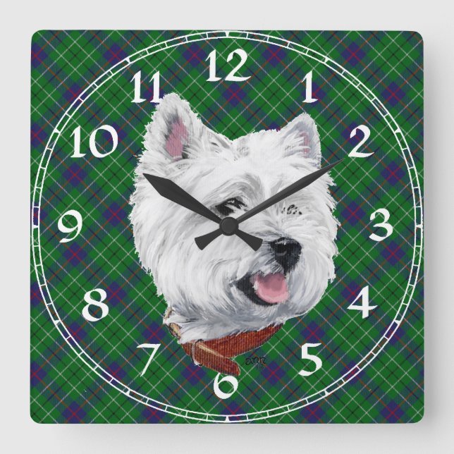 Horloge Carrée Clock de White Terrier (Recto)