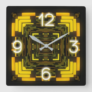 Horloge Carrée Clock Neon Acrylic