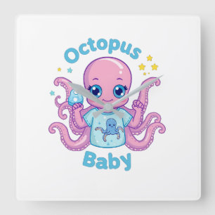 Horloge Carrée Clock Octopus Baby 