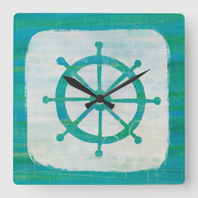 Horloge Carrée Coastal | Aqua Steering (Recto)