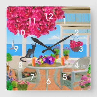 Horloge Carrée Coastal Ocean Veranda Scene