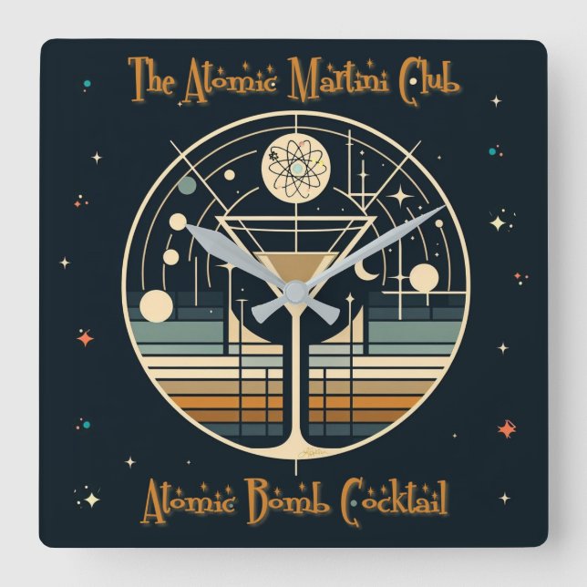 Horloge Carrée Cocktail bombe atomique du Martini Club (Recto)