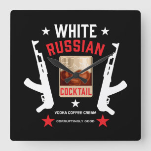 Horloge Carrée Cocktail russe blanc