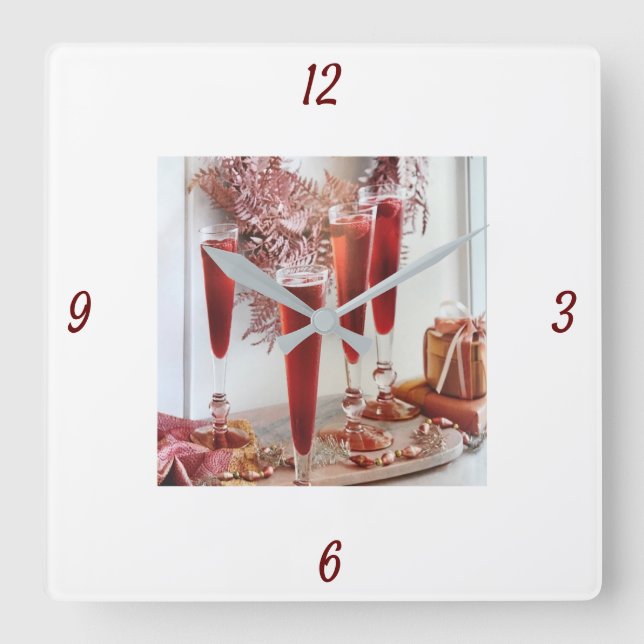 HORLOGE CARRÉE "COCKTAILS HOLIDAY" CLOCK CHRISTMAS (Recto)