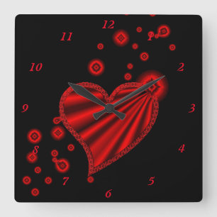 Horloge Carrée Coeur arc-en-ciel avec étoiles